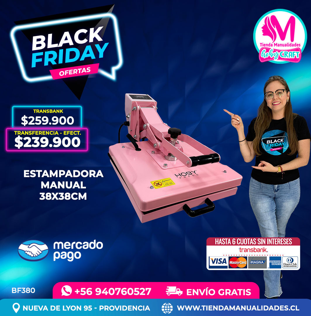 BF380 Estampadora Plana HobyPress Pink 38x 38cm – Envío gratis