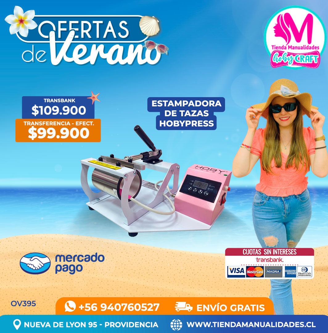 OV395 Estampadora de tazas HobyPress  – Envío gratis