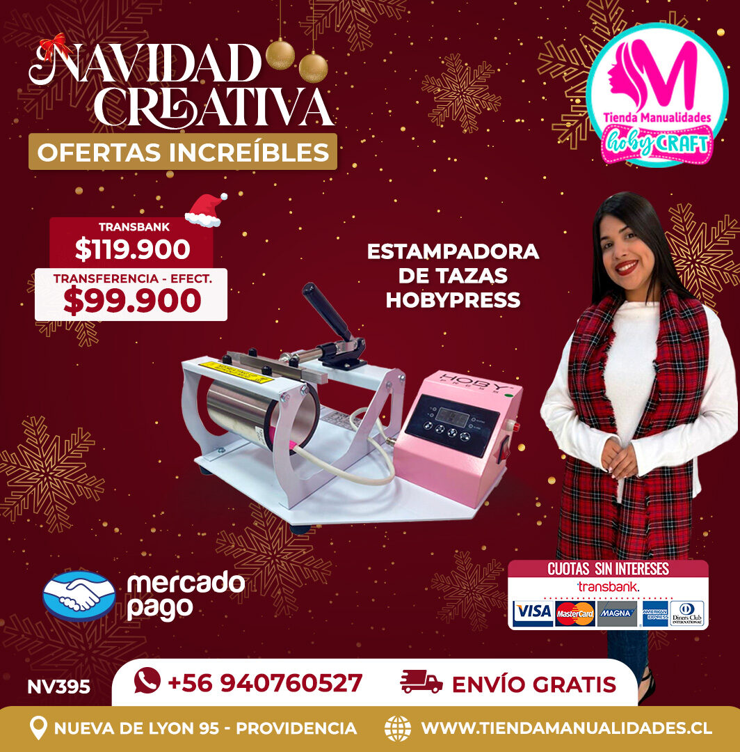 NV395 Estampadora de tazas HobyPress  – Envío gratis