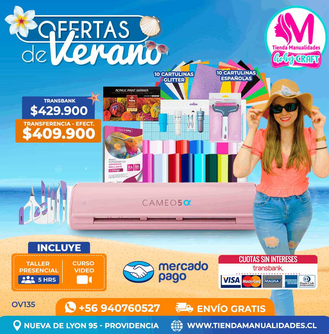 OV135 Kit Silhouette Cameo 5 Alfa rosada - Entrega inmediata