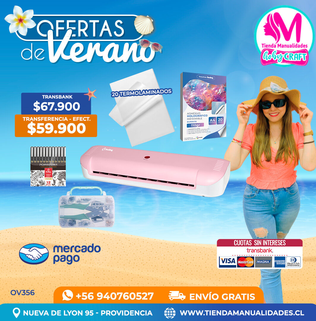 OV356 Kit Laminadora Térmica A4 Hoby Rosa - Envío gratis