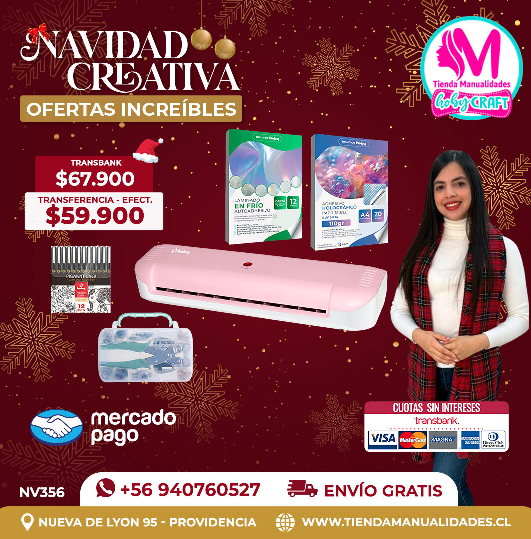 NV356 Kit Laminadora Térmica A4 Hoby Rosa - Envío gratis