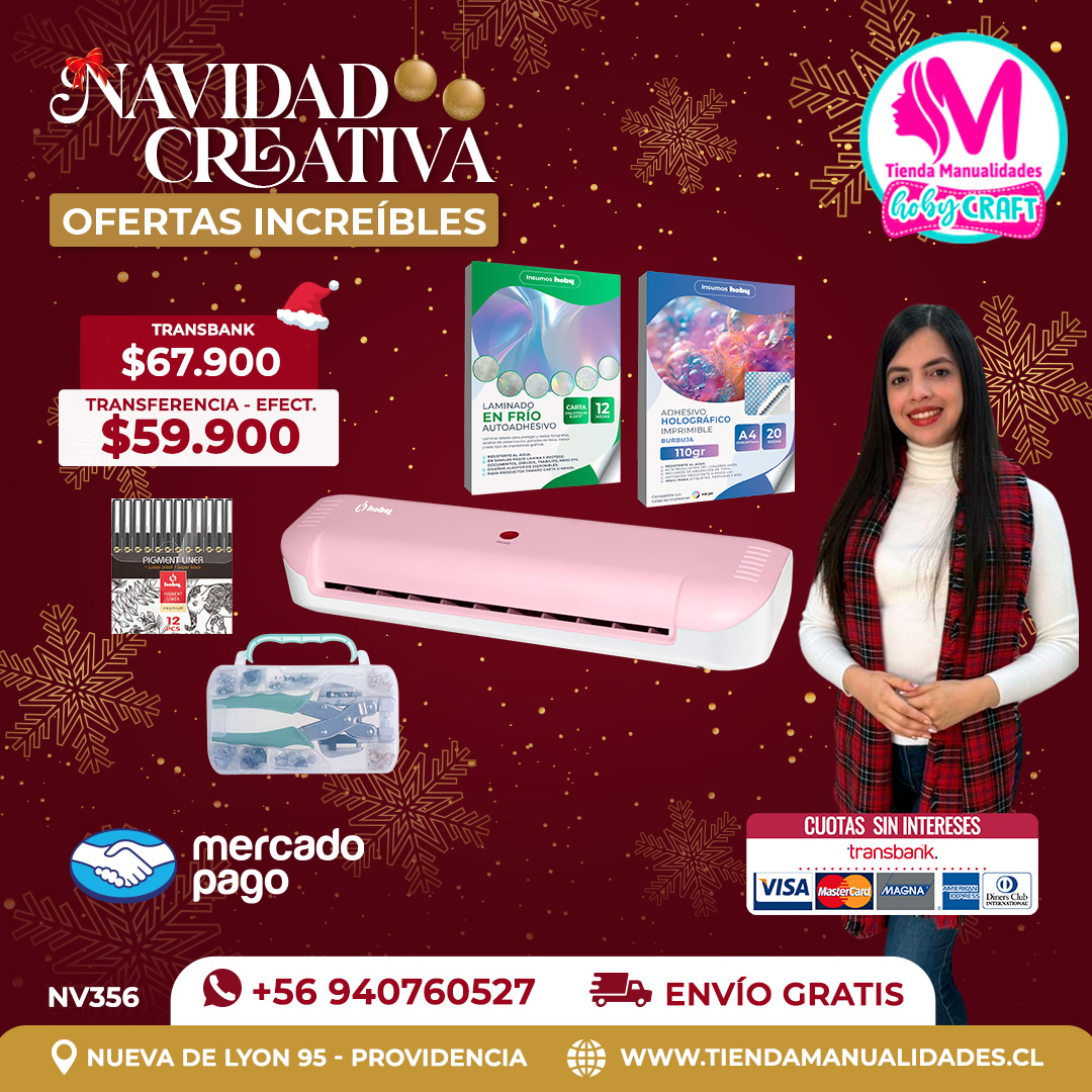 NV356 Kit Laminadora Térmica A4 Hoby Rosa - Envío gratis