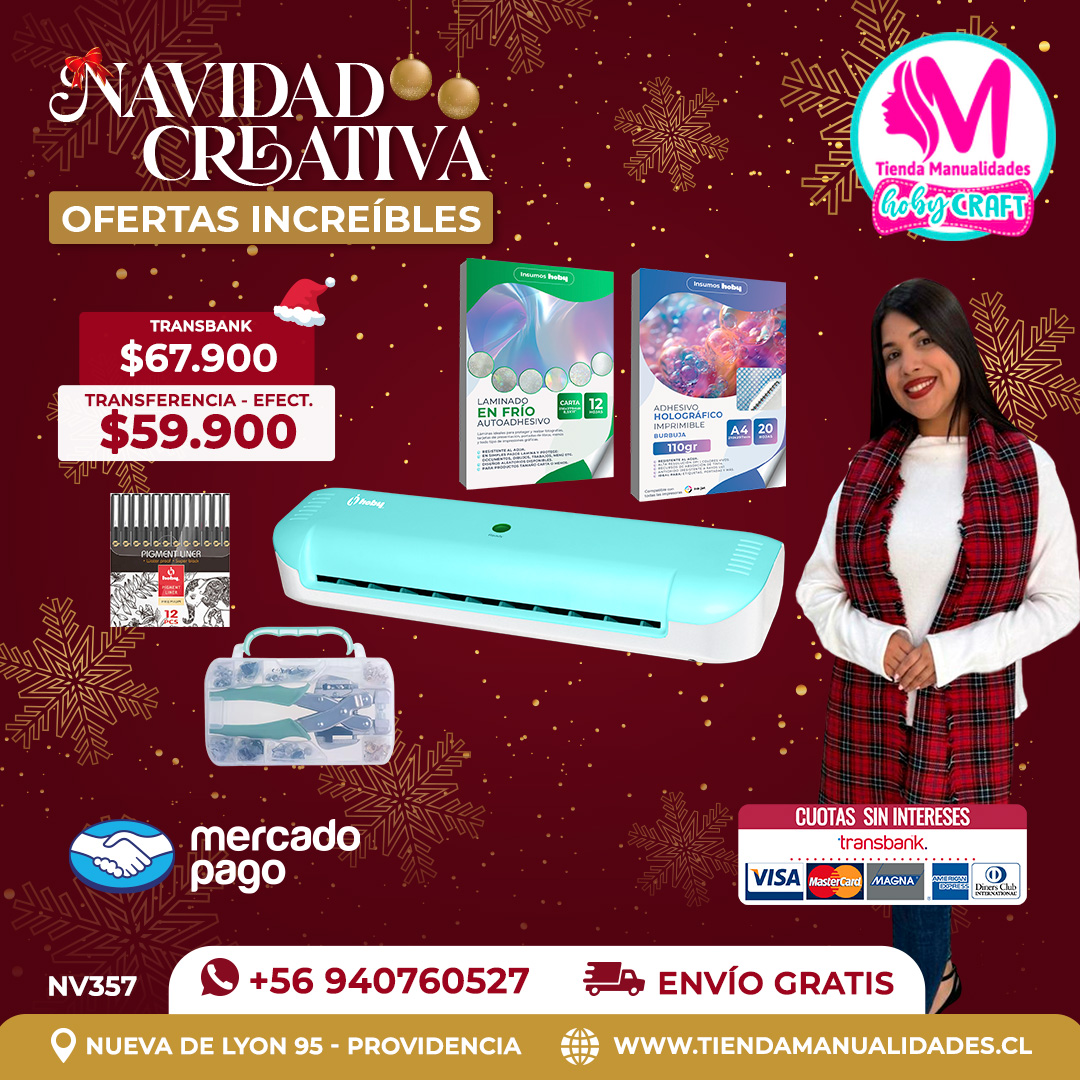 NV357 Kit Laminadora Térmica A4 Hoby Turquesa - Envío gratis