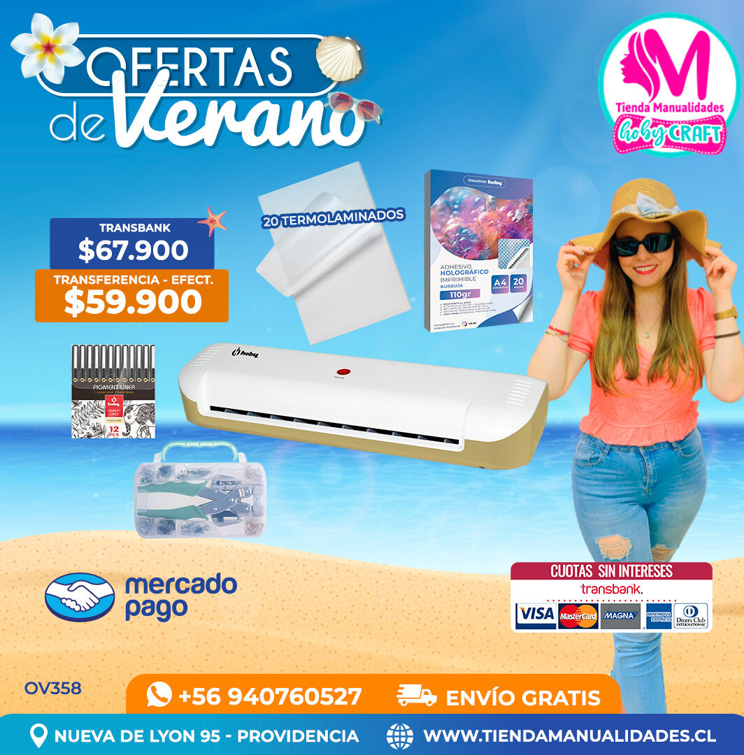 OV358 Kit Laminadora Térmica A4 Hoby Dorada - Envío gratis