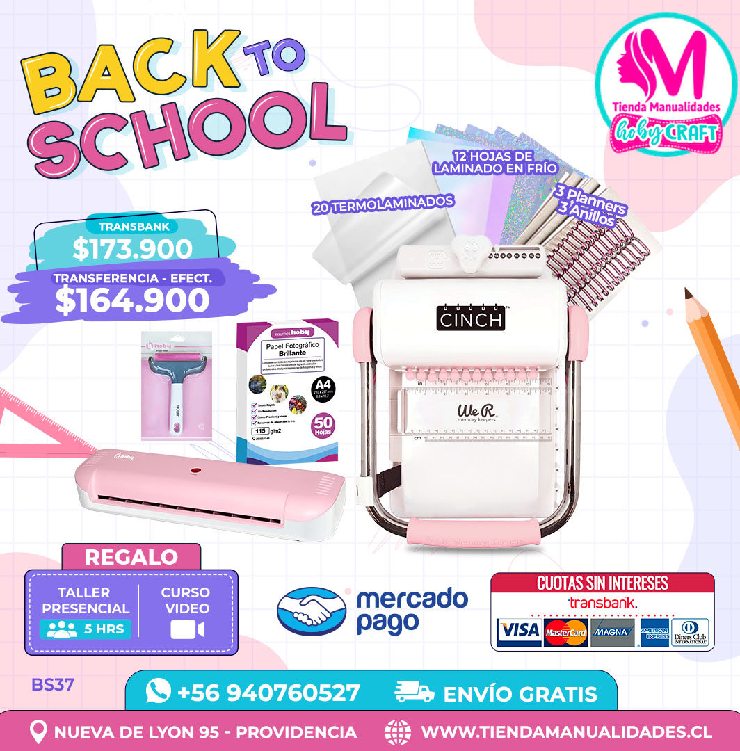 BS37 Kit encuadernadora Cinch rosada – Envío gratis