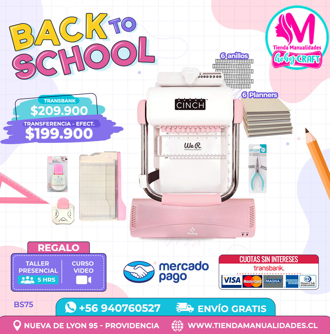 BS75 Kit encuadernadora Cinch rosada – Envío gratis