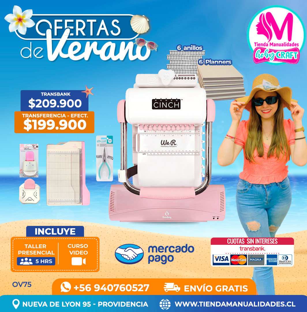 OV75 Kit encuadernadora Cinch rosada – Envío gratis