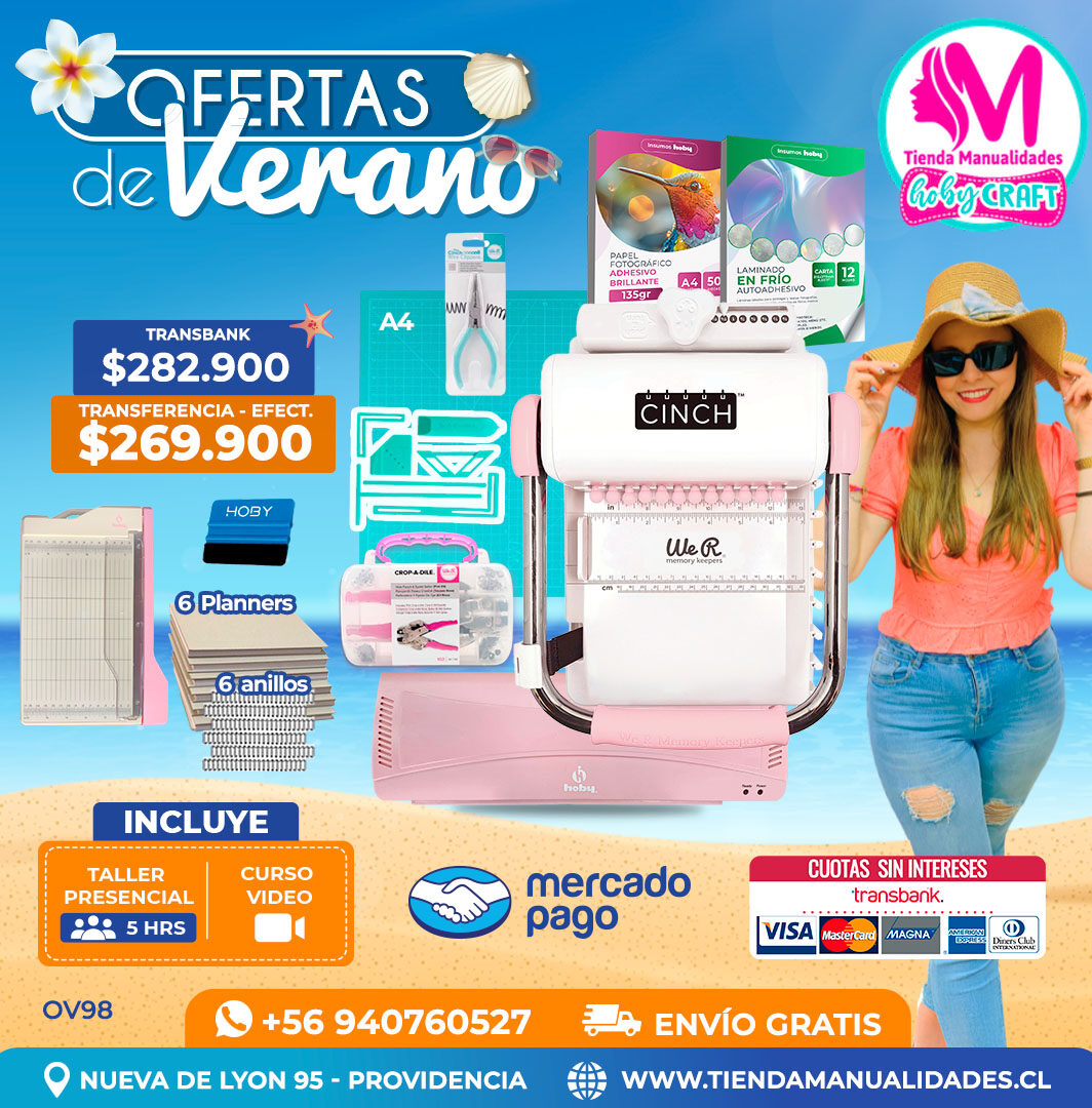 OV98 Kit encuadernadora Cinch rosada – Envío gratis